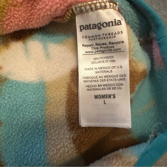 Patagonia Feather Print Synchilla Snap T Fleece Pullover size L - Picture 5 of 5